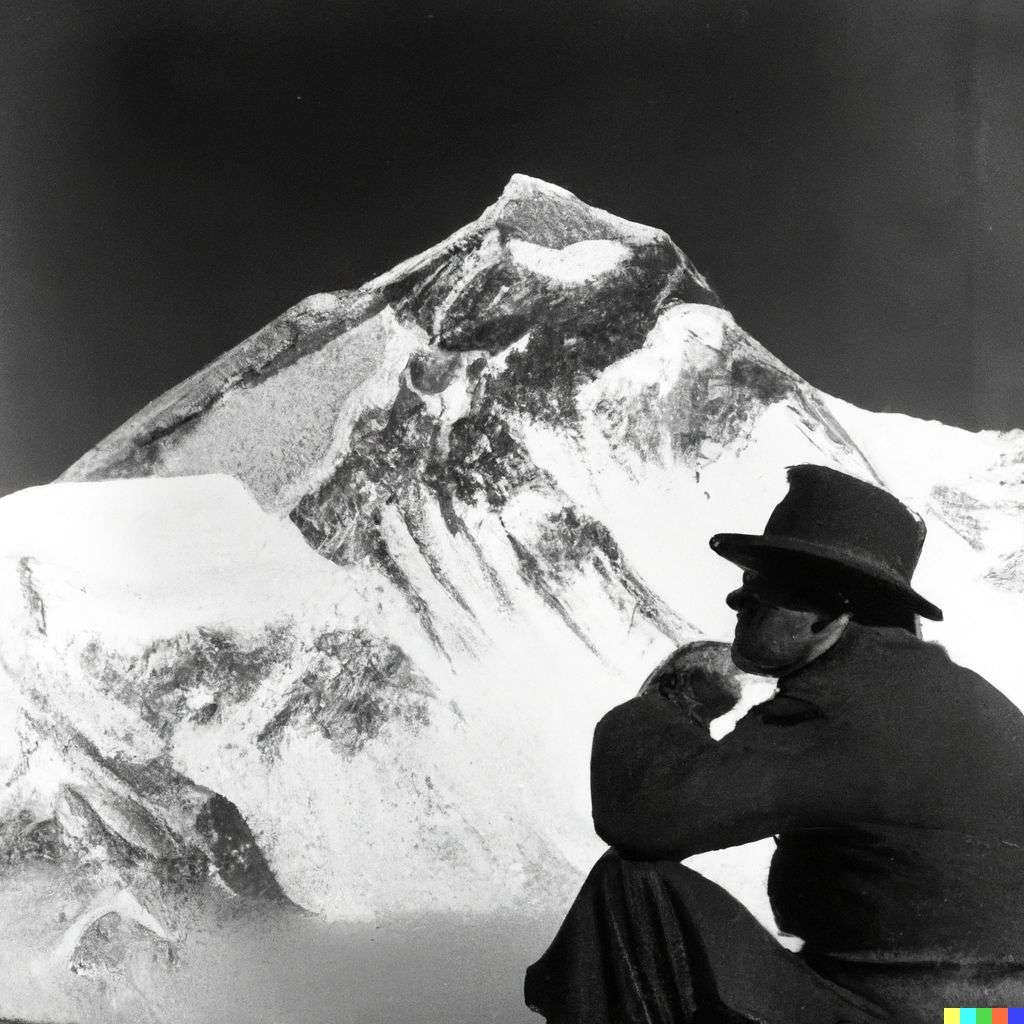 someone gazing at Mount Everest, photograph taken by George Hurrell